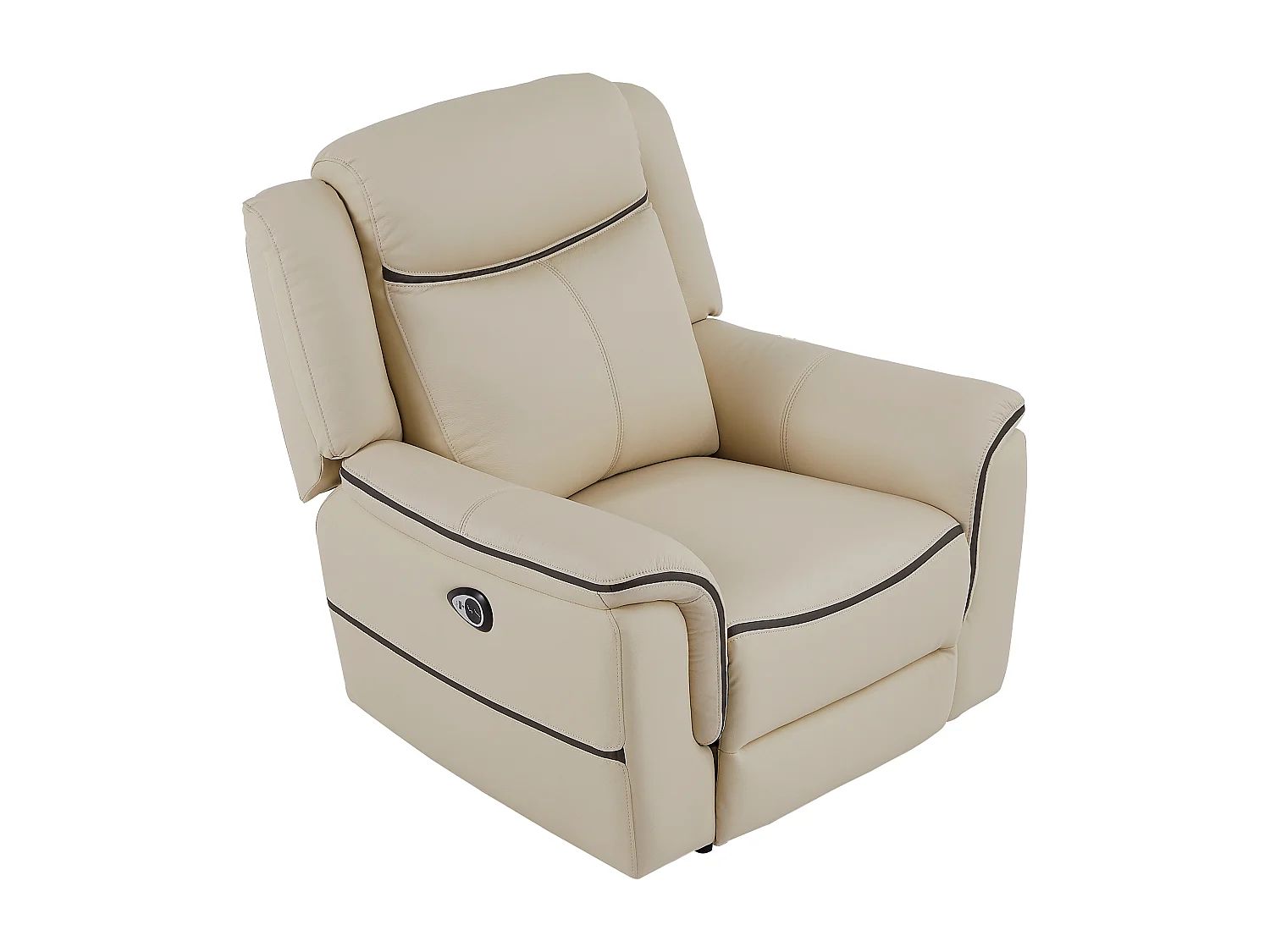 Fauteuil relax électrique en cuir beige ADELIO
