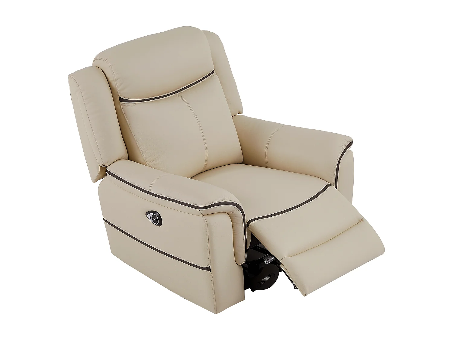 Fauteuil relax électrique en cuir beige ADELIO