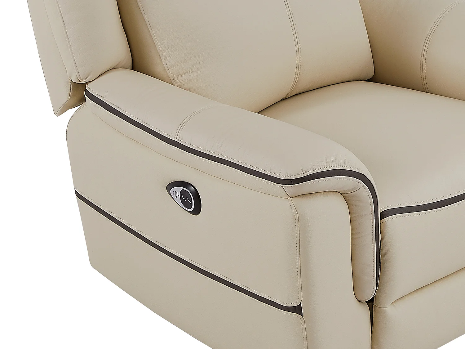 Fauteuil relax électrique en cuir beige ADELIO