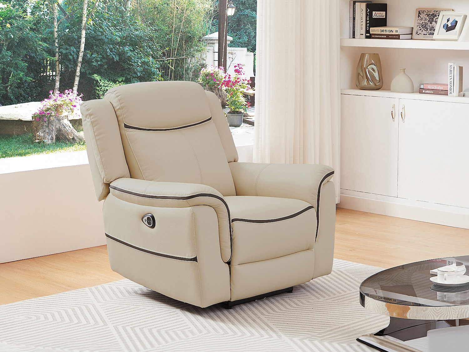 Vente-unique Relaxsessel Elektrisch - Leder - Beige - Adelio