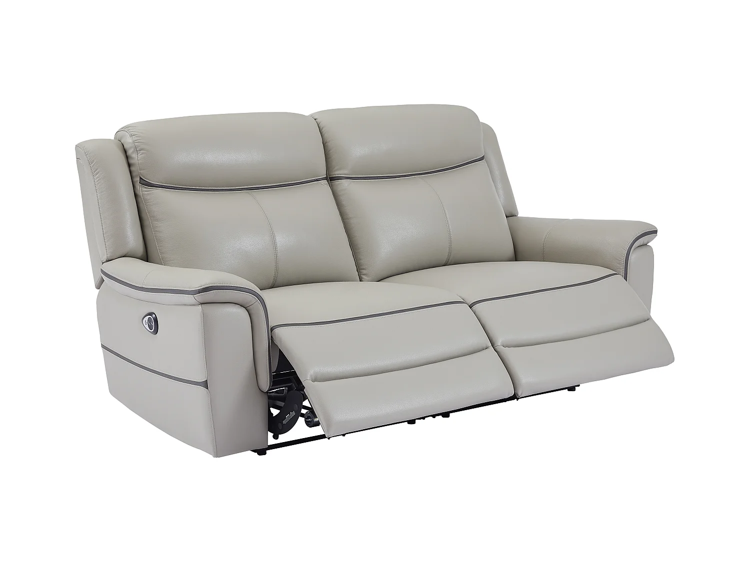 Divano 3 posti relax elettrico in Pelle Grigia - ADELIO