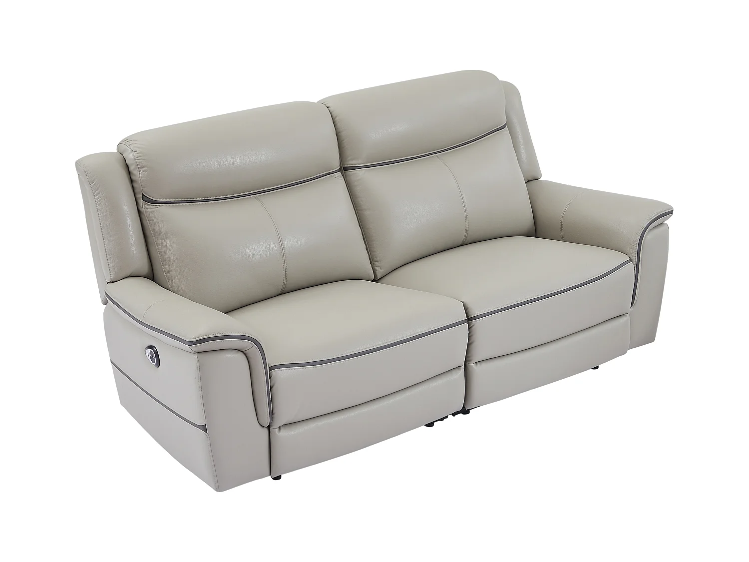 Divano 3 posti relax elettrico in Pelle Grigia - ADELIO