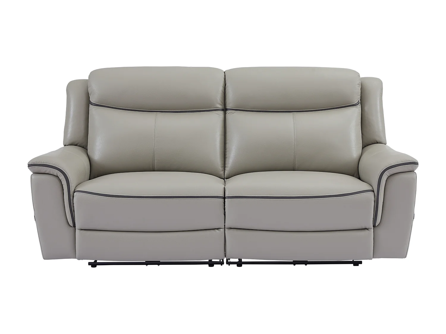 Canapé 3 places relax électrique en cuir gris clair ADELIO