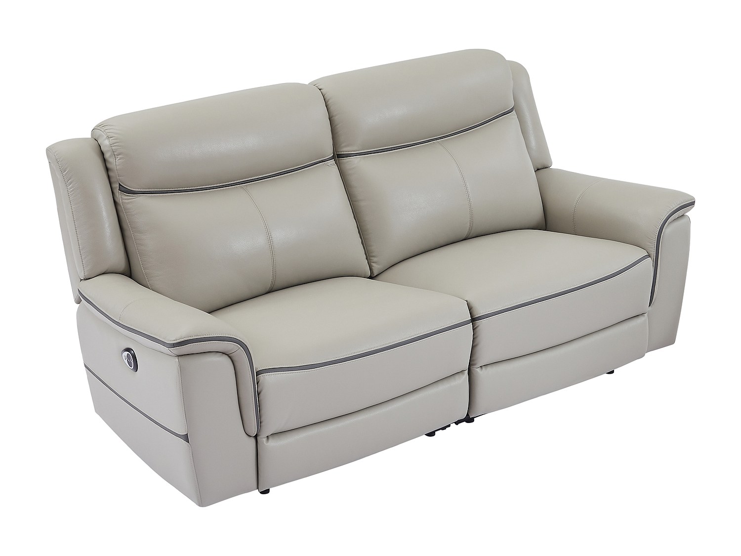 Relaxsofa 3-Sitzer elektrisch - Leder - Hellgrau - ADELIO günstig online kaufen