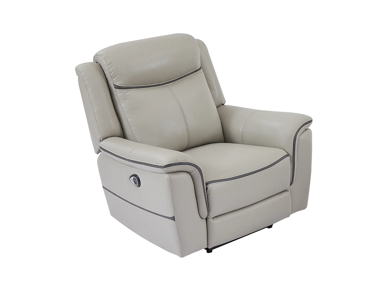 Sillón relax eléctrico de cuero gris claro ADELIO