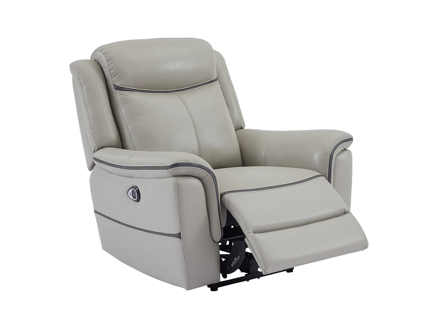 Sillón relax eléctrico de cuero gris claro ADELIO