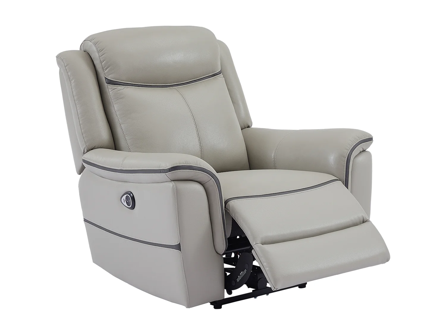 Elektrisk vilofåtölj i ljusgrått läder ADELIO