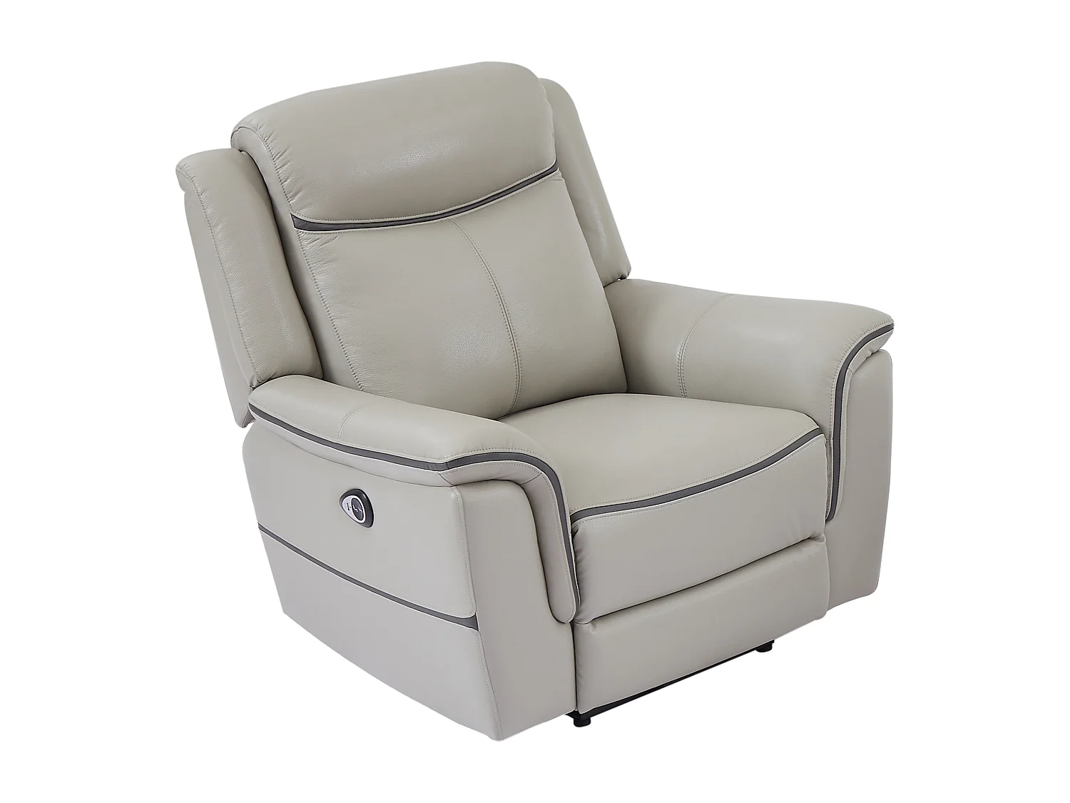 Elektrisk vilofåtölj i ljusgrått läder ADELIO