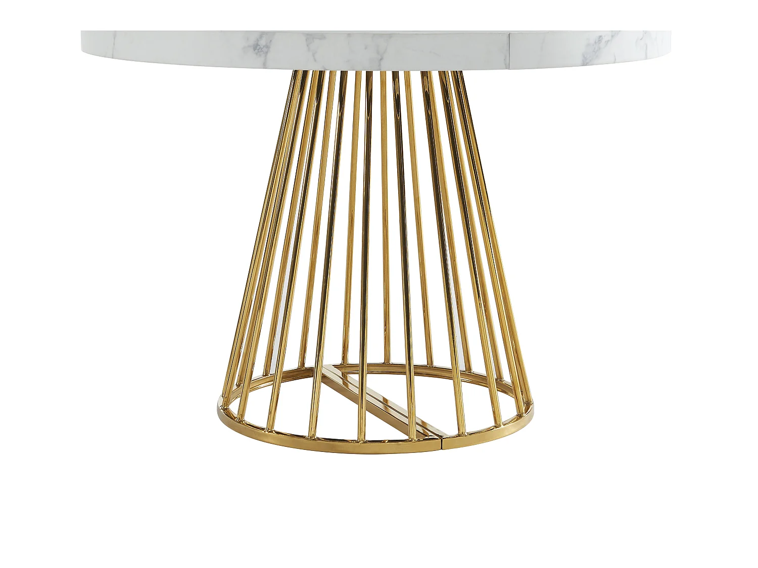 Stół do jadalni rozkładany dla 2 do 12 osób z MDF i stali - Imitacja marmuru biały i złoty - FIRELA