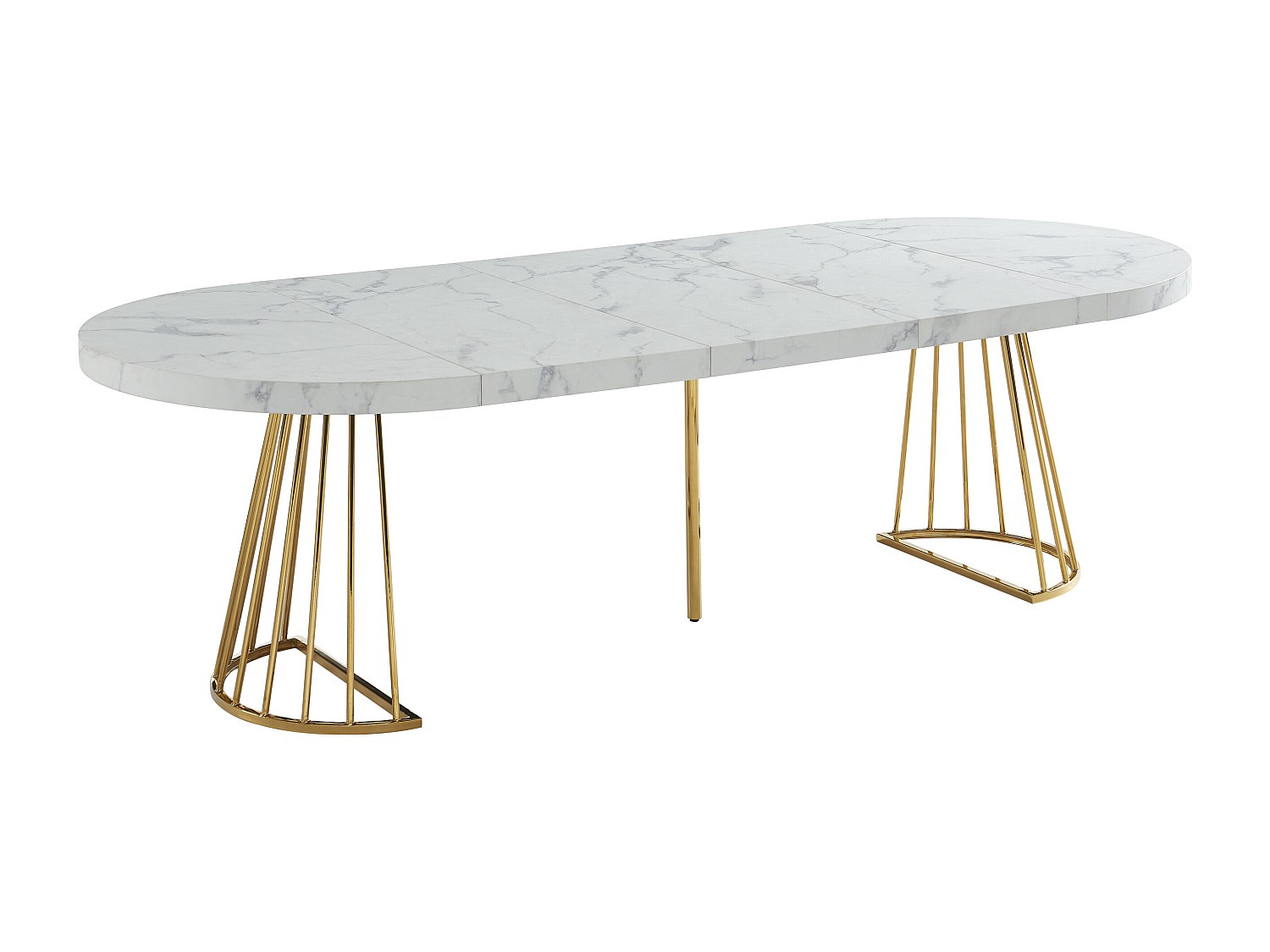 Esstisch ausziehbar - 2 bis 12 Personen - MDF & Stahl - Marmor-Optik Weiß & günstig online kaufen