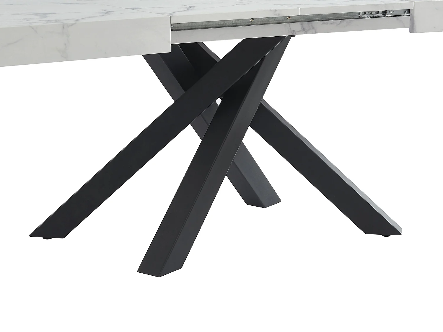 Esstisch ausziehbar - 6 bis 10 Personen - MDF & Metall - Marmor-Optik Weiß & Schwarz - CATONAV