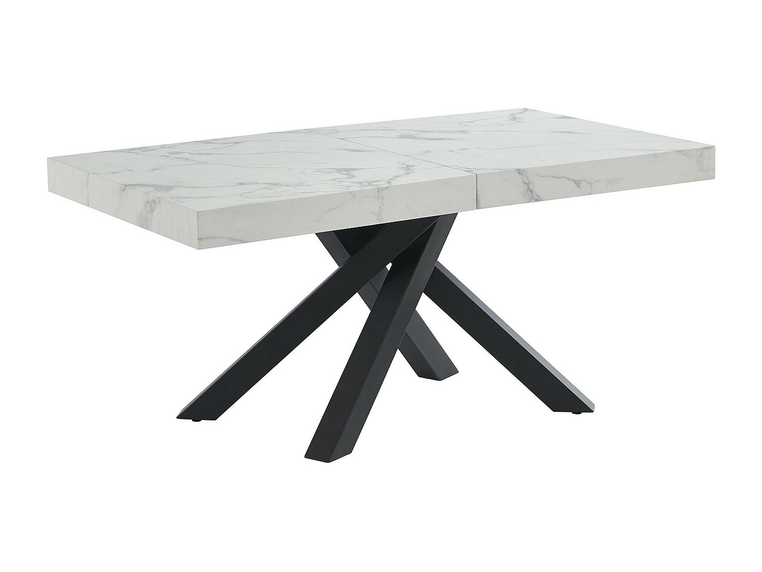 Esstisch ausziehbar - 6 bis 10 Personen - MDF & Metall - Marmor-Optik Weiß günstig online kaufen