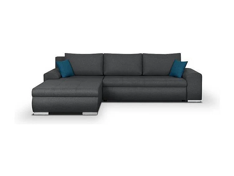 Hoekslaapbank met omkeerbare chaise longue en opbergruimte - Donkergrijze stof - 5 zitplaatsen - INDIAN