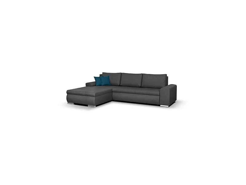 Ecksofa mit umkehrbarer Schlaffunktion und Stauraum - Dunkelgrauer Stoff - 5 Sitzplätze - INDIAN
