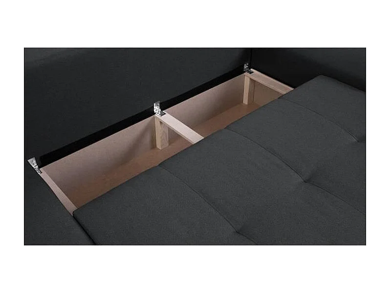 Canapé d'angle convertible réversible 5 places - Tissu gris foncé - Contemporain - L 289 x P 94 / 188 x H 88 cm - INDIAN