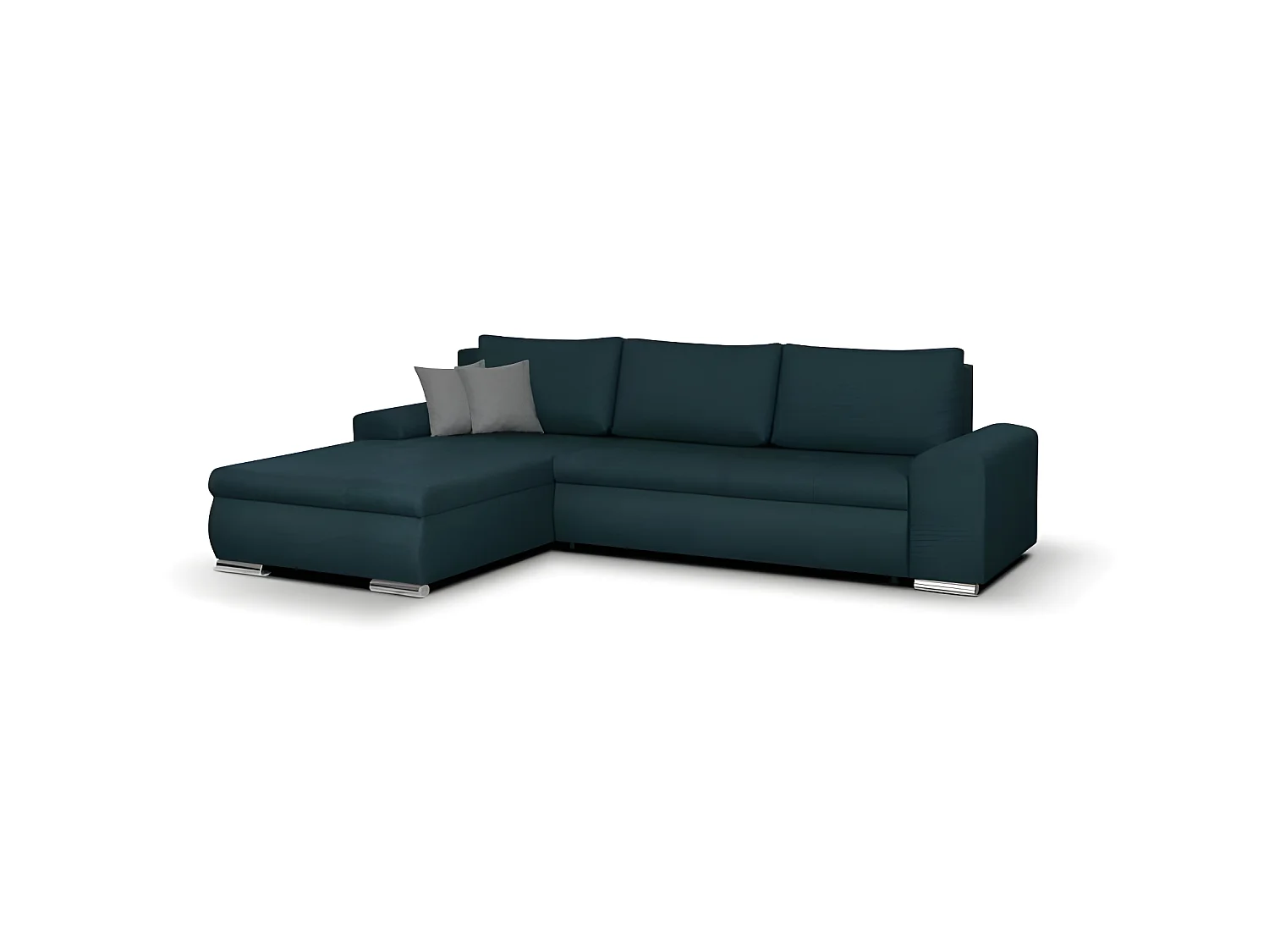 Ecksofa mit Stauraum, umwandelbar und umkehrbar - Blauer Stoff - L 289 x B 94/188 x H 88 cm