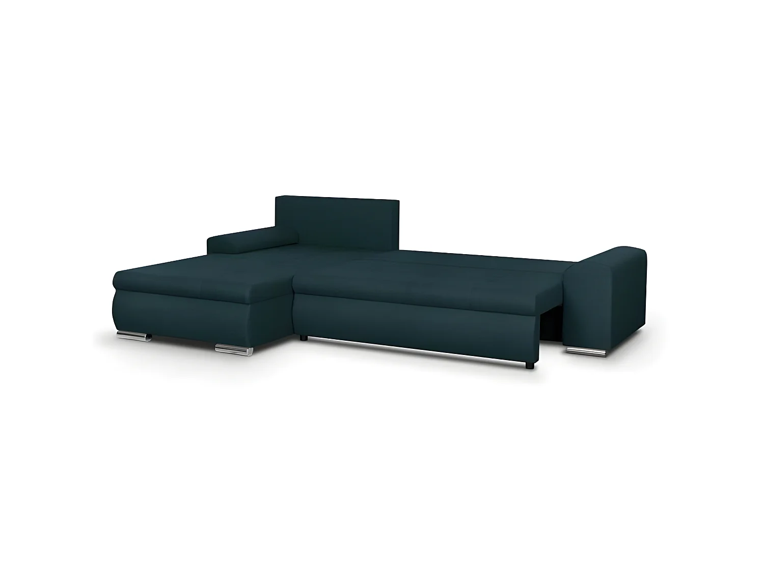 Ecksofa mit Stauraum, umwandelbar und umkehrbar - Blauer Stoff - L 289 x B 94/188 x H 88 cm