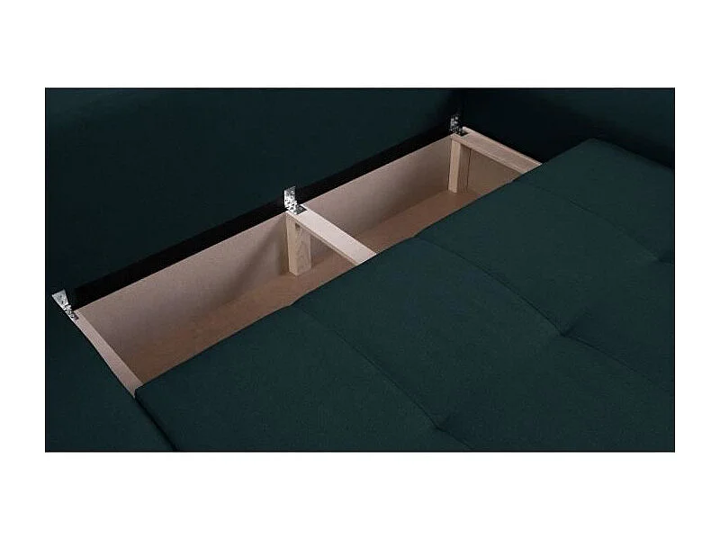 Canapé d'angle convertible réversible + coffre de rangement - Tissu Bleu - L 289 x P 94/188 x H 88 cm - INDIAN