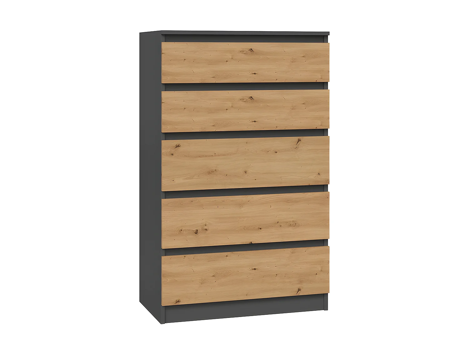 MILAN - Commode moderne 5 tiroirs - 70x40x109.5 cm  - Meuble de rangement - Style Scandinave