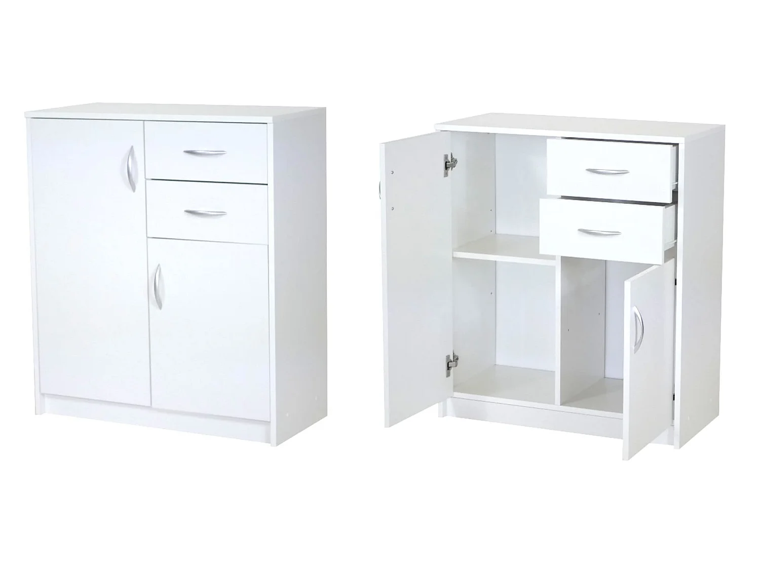 JULIA - Meuble de rangement 2 tiroirs + 2 portes - 74x35x85 cm - Commode style moderne