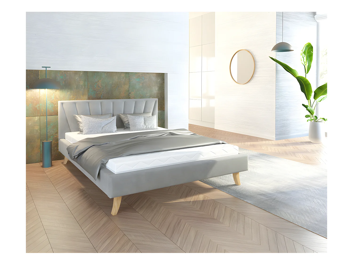 LIT DOUBLE HEAVEN 140x190 Gris clair