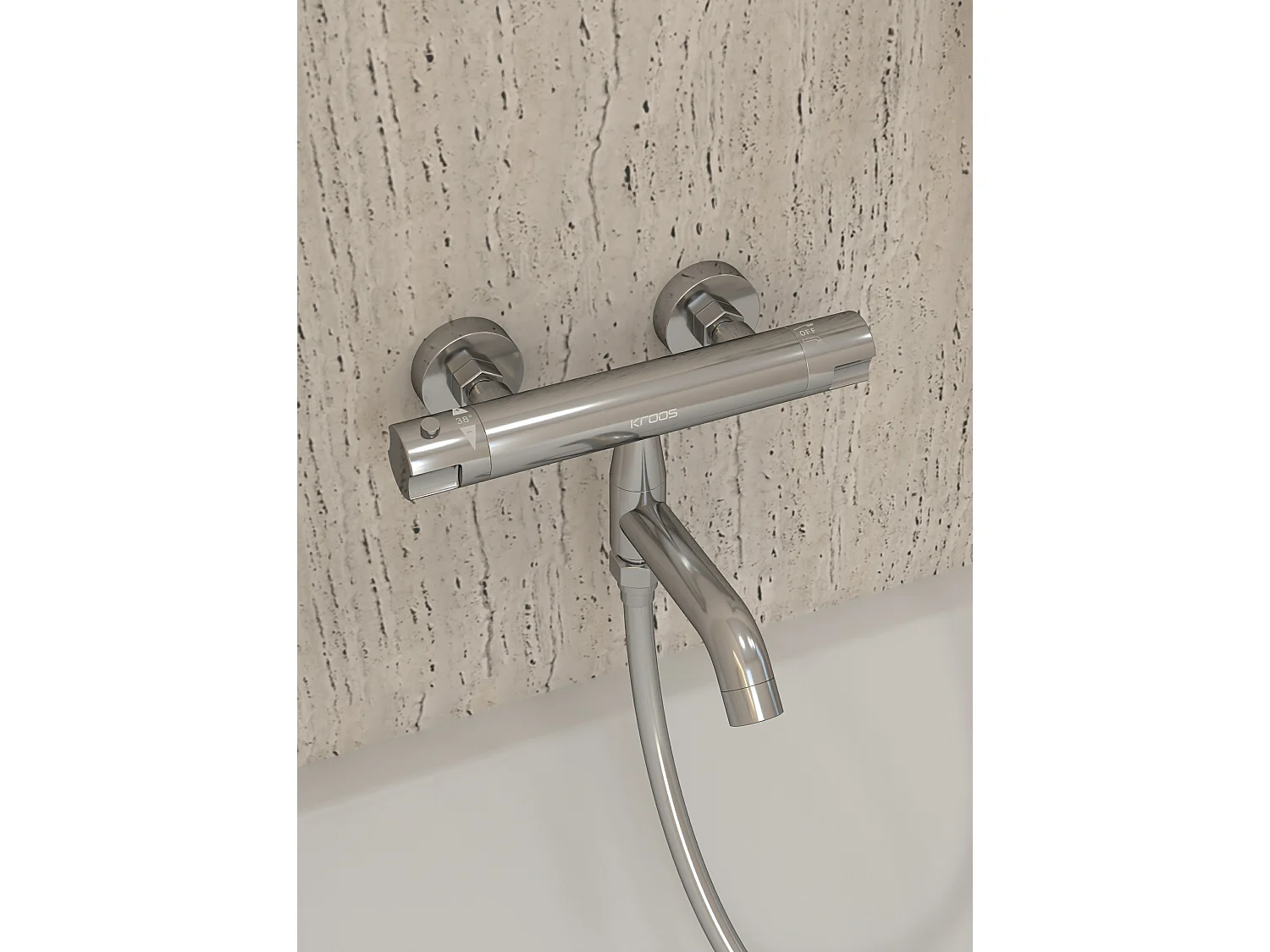 Mitigeur thermostatique de baignoire mural Chromé - Corbeau