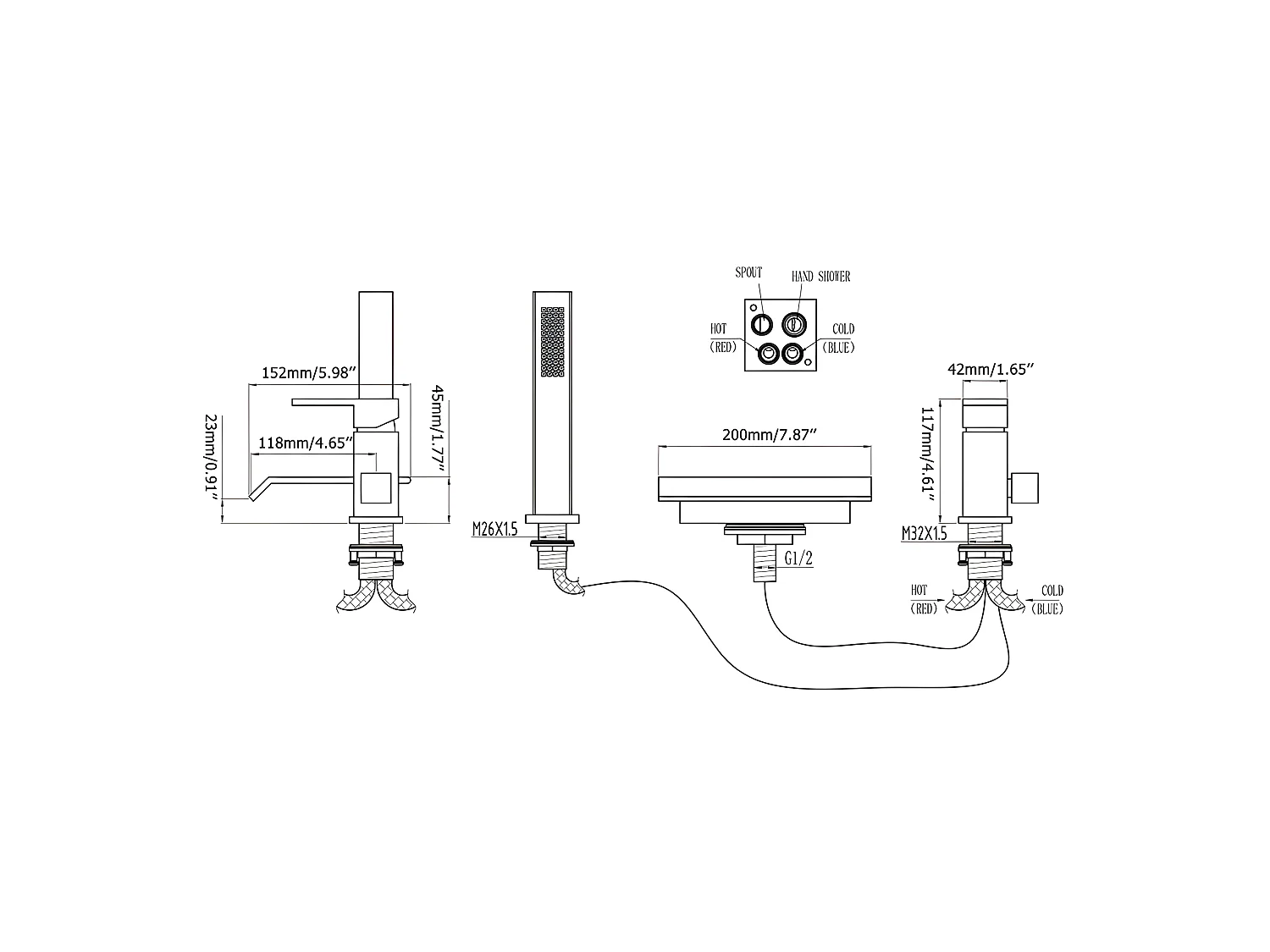 Mitigeur cascade baignoire Noir - Bergame