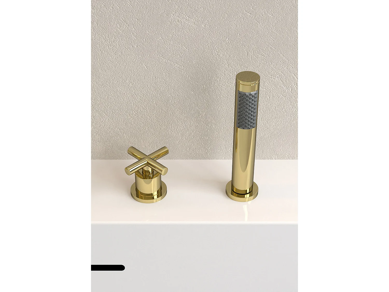 Robinet mélangeur bain-douche 5 trous sur plage Doré - Corbeau