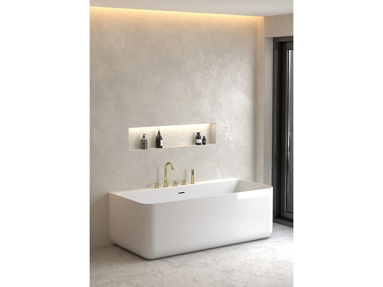 Robinet mélangeur bain-douche 5 trous sur plage Doré - Corbeau