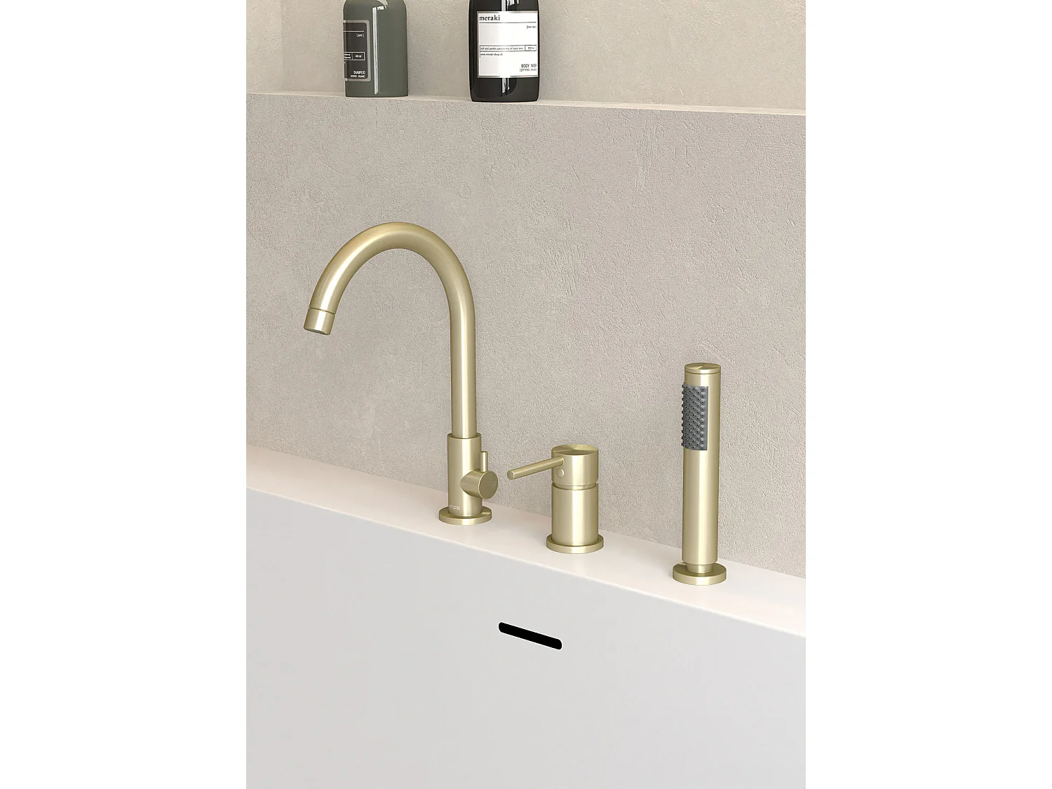 Mitigeur de bain sur plage 3 trous Doré brossé - Corbeau