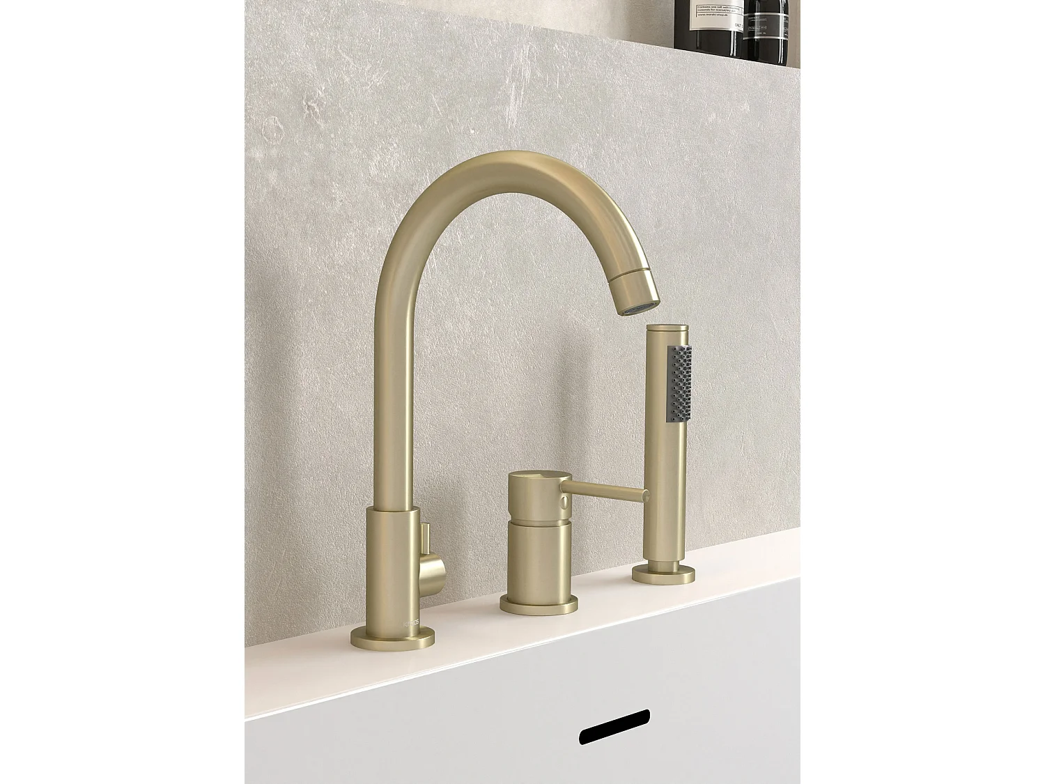 Mitigeur de bain sur plage 3 trous Doré brossé - Corbeau