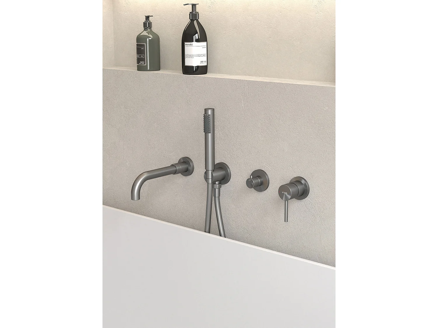 Mitigeur de baignoire à encastrer 4 trous Gun métal - Corbeau