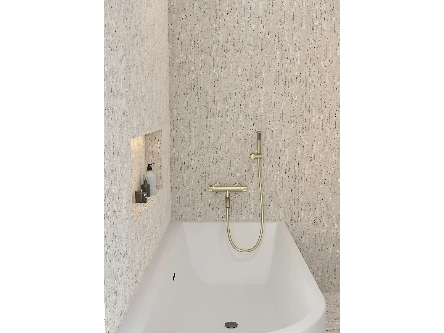 Mitigeur thermostatique de baignoire mural Doré brossé - Corbeau