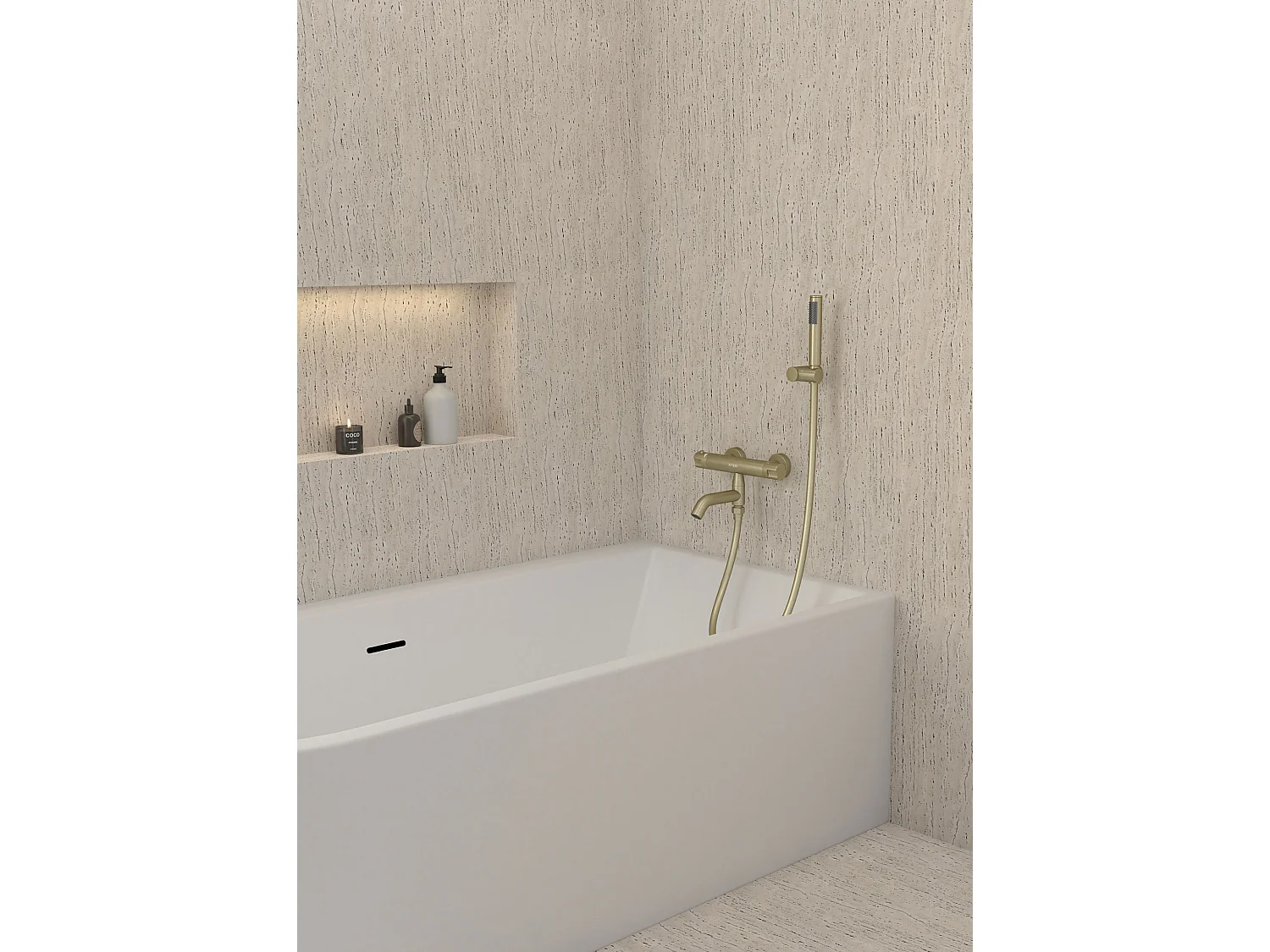 Mitigeur thermostatique de baignoire mural Doré brossé - Corbeau