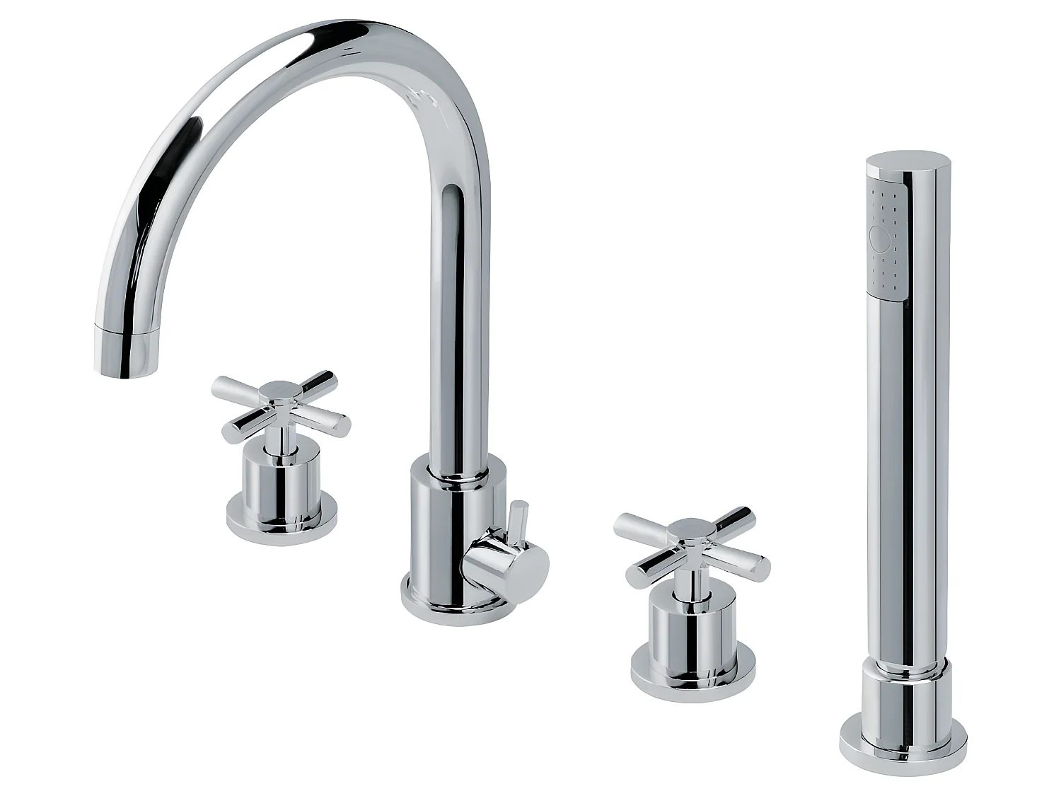 Robinet mélangeur bain-douche sur plage 4 trous chromé - Corbeau