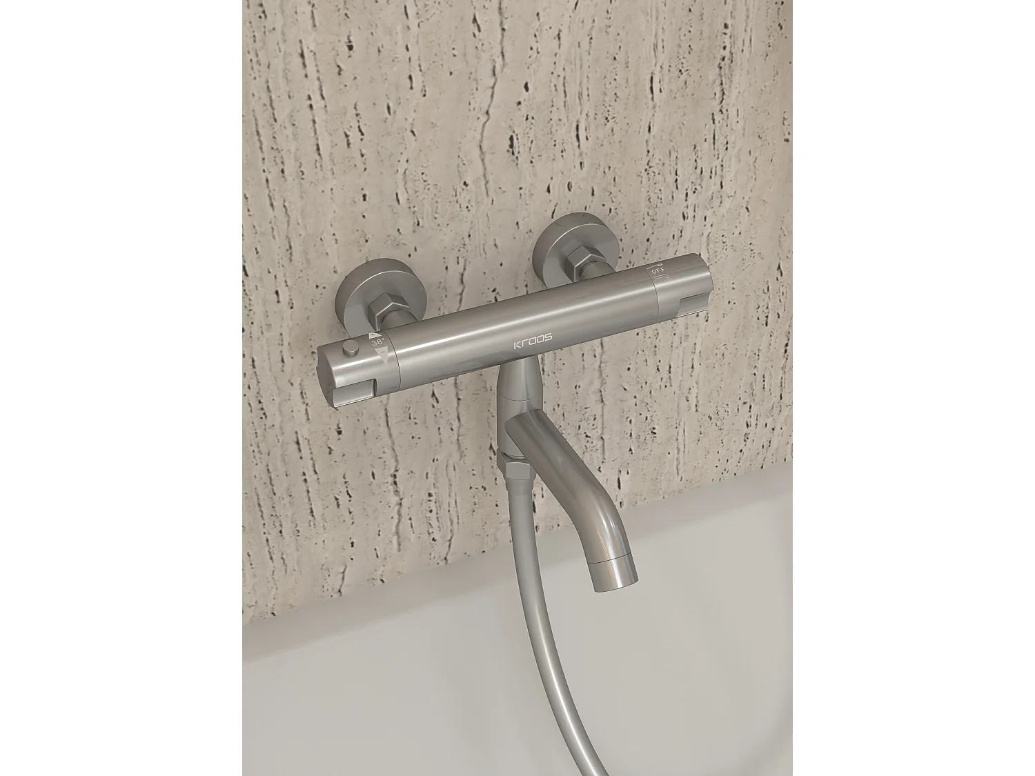 Mitigeur thermostatique de baignoire mural Nickel brossé - Corbeau