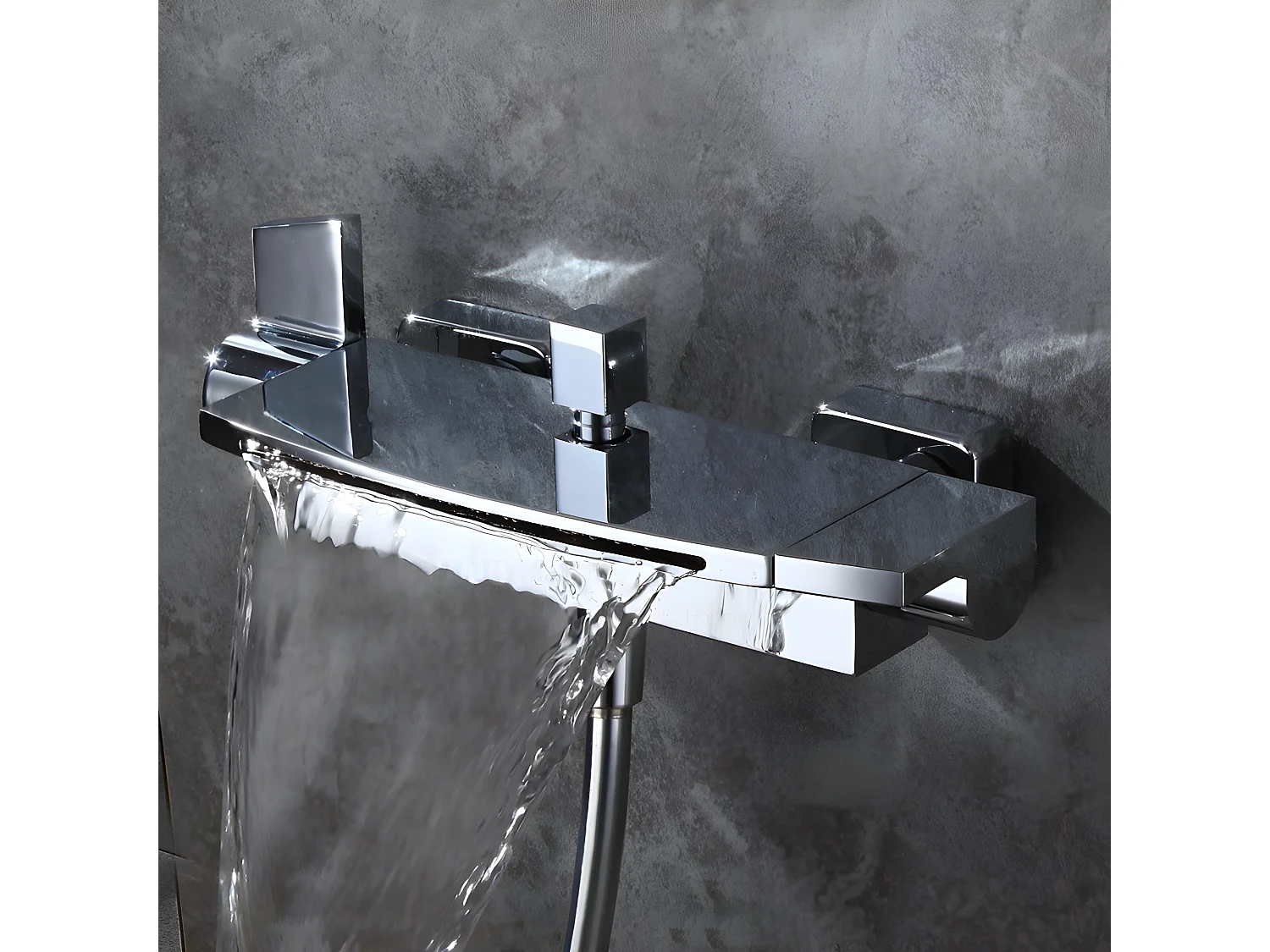 Robinet mélangeur bain-douche mural, Cascade - Chromé
