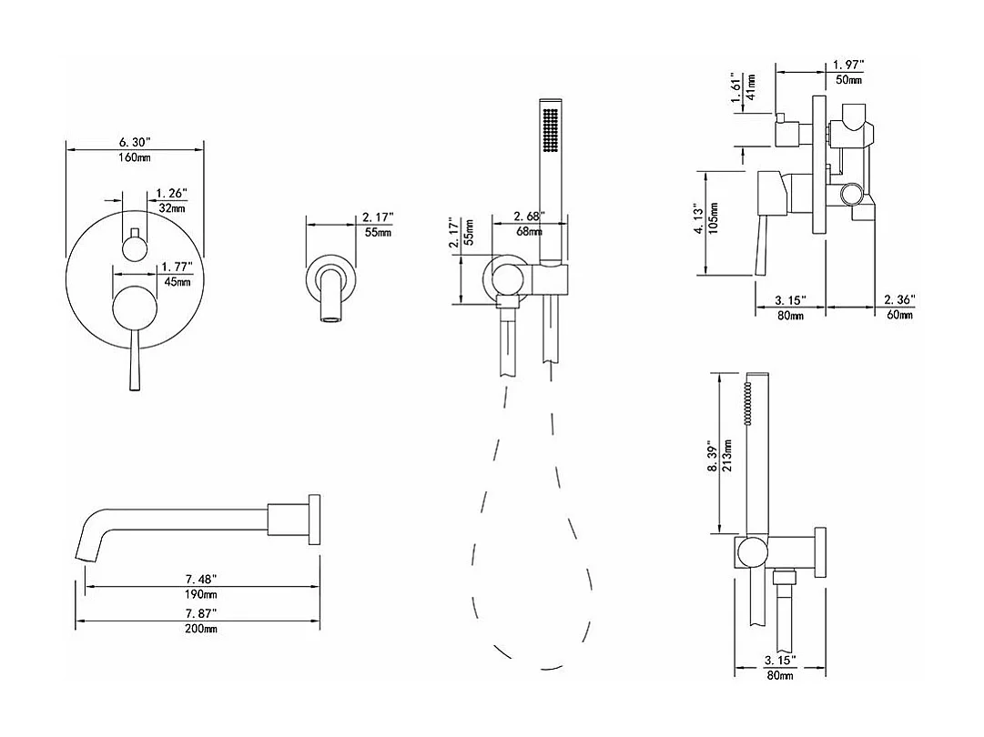 Robinet mitigeur de baignoire à encastrer Noir - Corbeau
