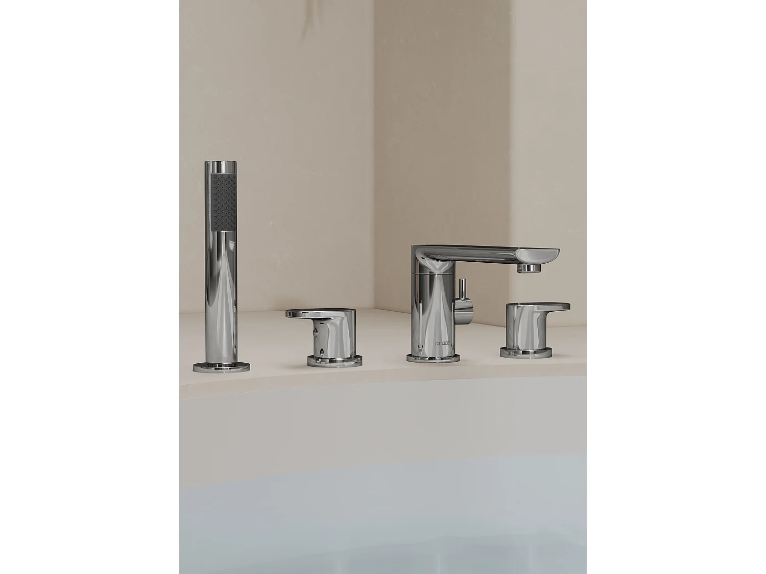 Robinet mélangeur bain-douche 4 trous sur plage Chromé - Nunki