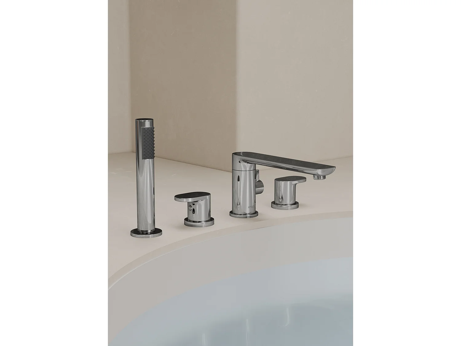 Robinet mélangeur bain-douche 4 trous sur plage Chromé - Nunki