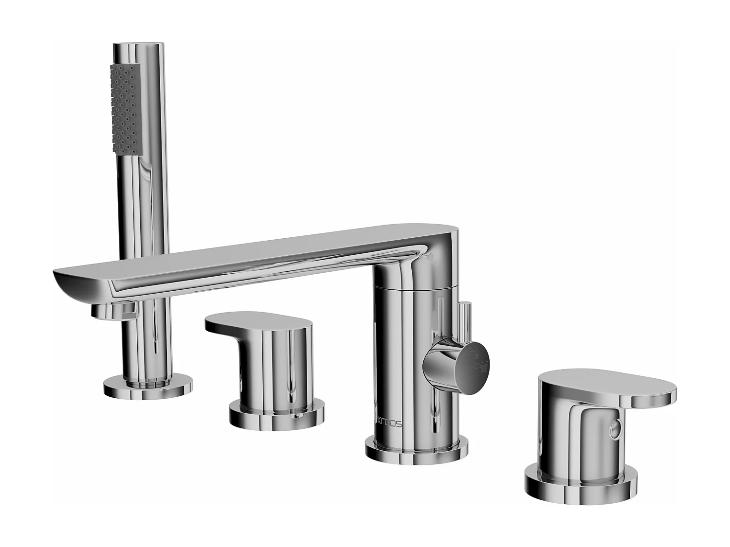 Robinet mélangeur bain-douche 4 trous sur plage Chromé - Nunki