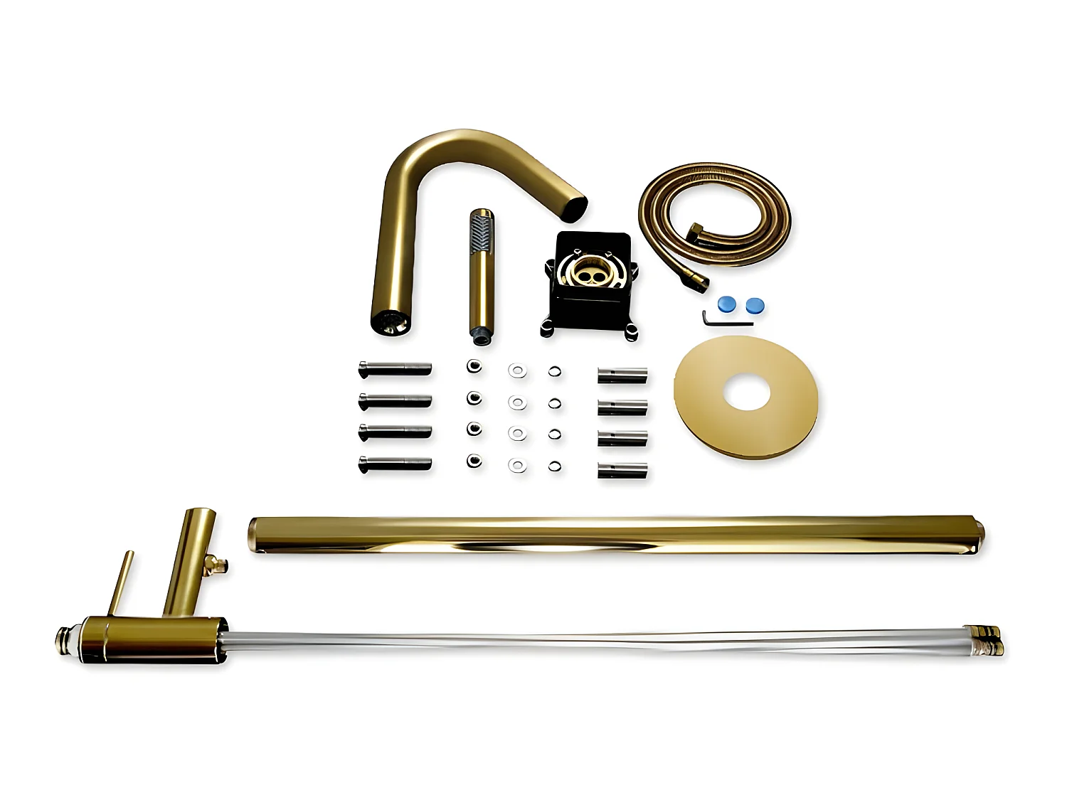 Mitigeur de baignoire sur pied moderne - Doré