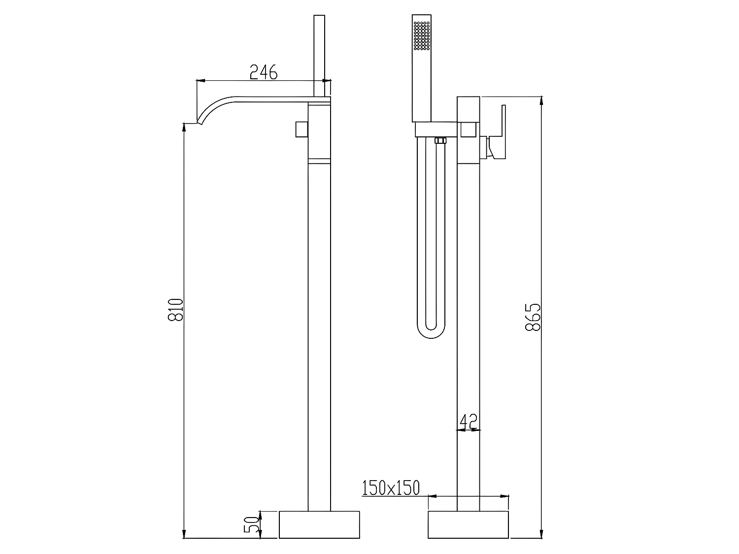 Mitgeur de baignoire au sol Cascade - Noir