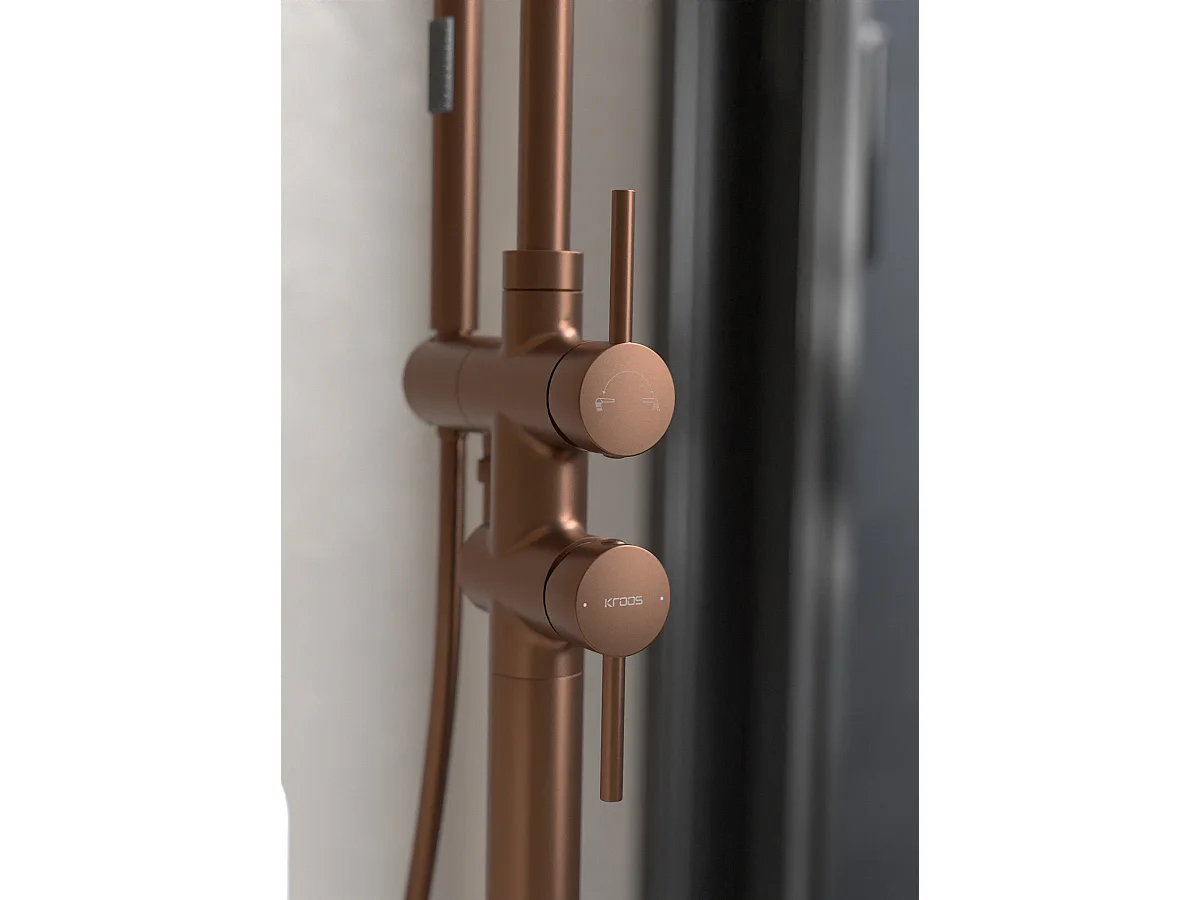 Robinet mitigeur bain-douche sur pied Or rose brossé - Corbeau