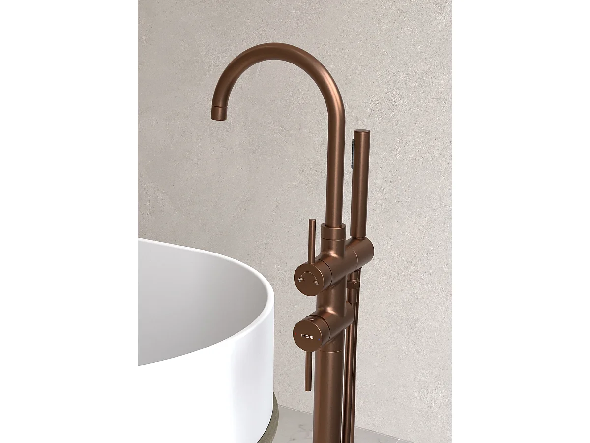 Robinet mitigeur bain-douche sur pied Or rose brossé - Corbeau