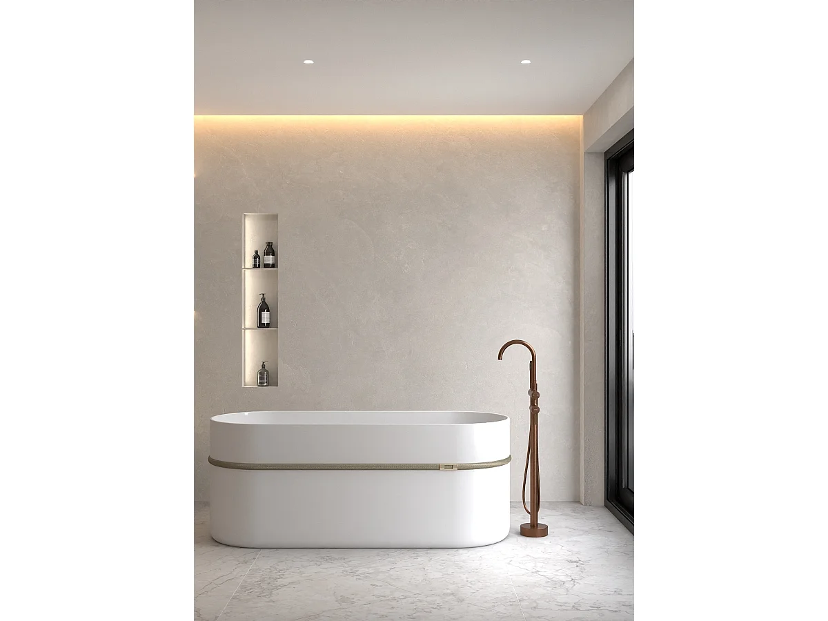 Robinet mitigeur bain-douche sur pied Or rose brossé - Corbeau