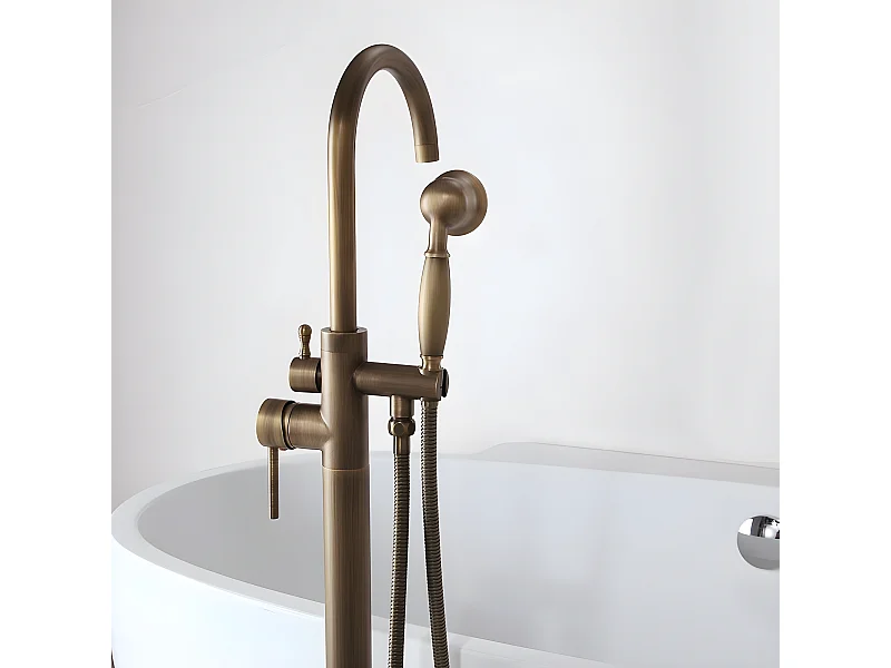 Robinet mitigeur bain-douche sur pied bronze - Corbeau