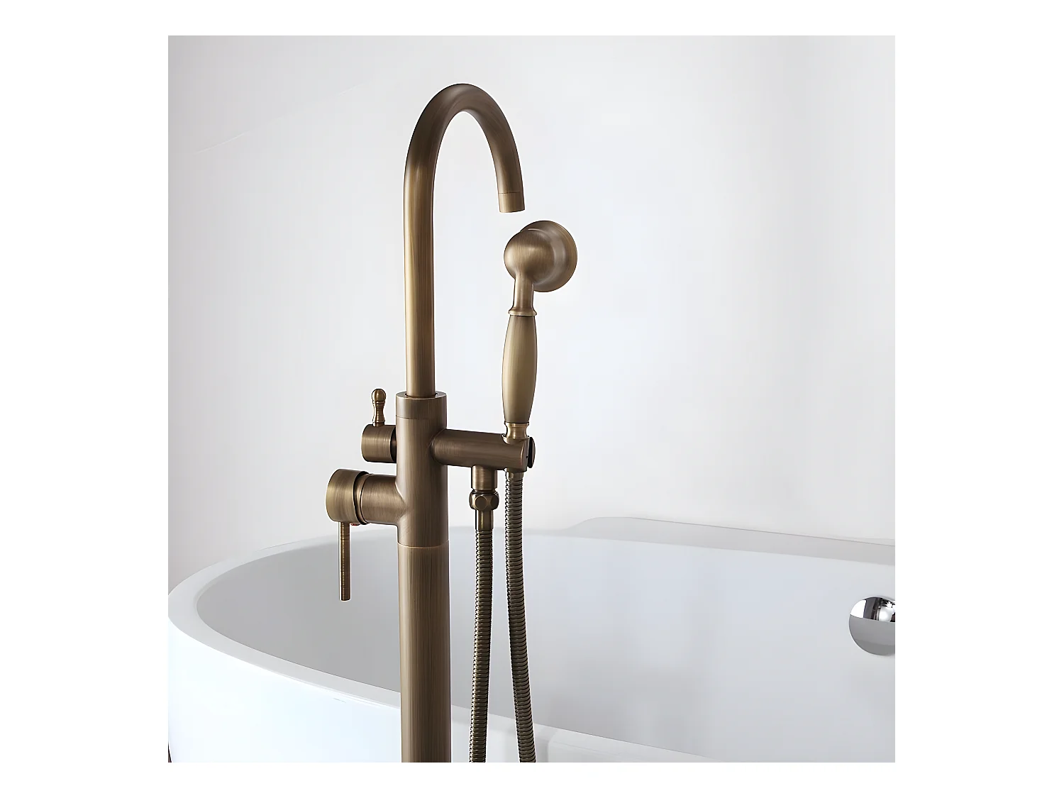 Robinet mitigeur bain-douche sur pied bronze - Corbeau