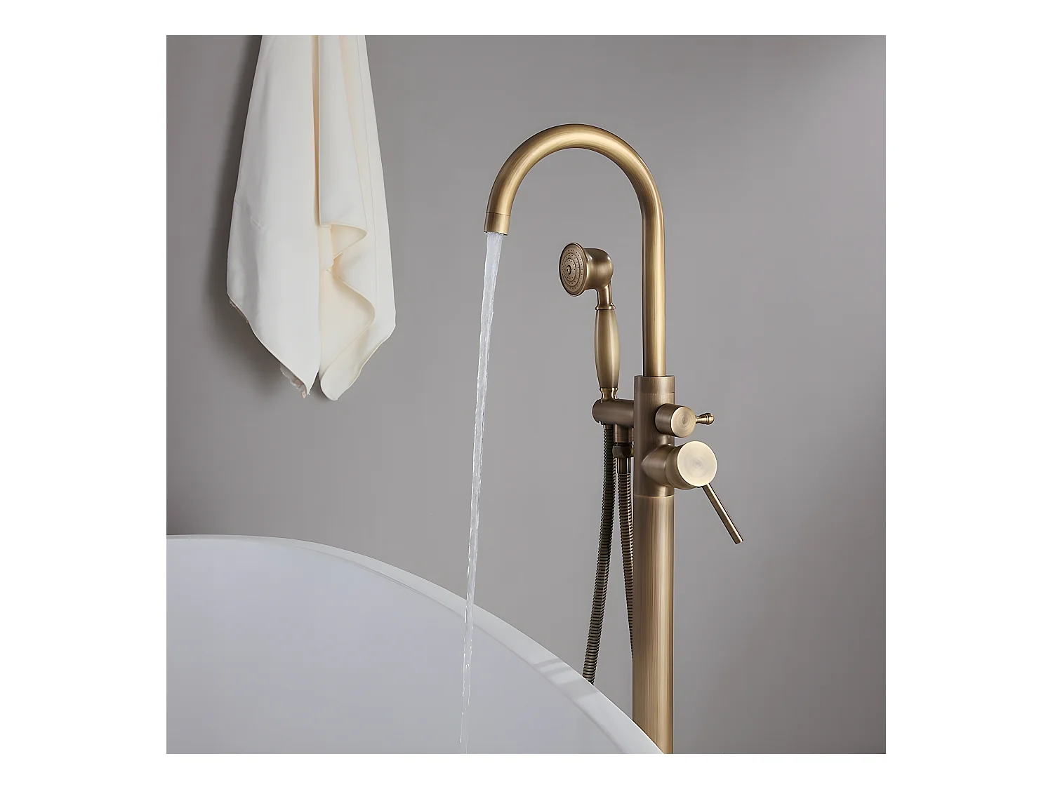 Robinet mitigeur bain-douche sur pied bronze - Corbeau