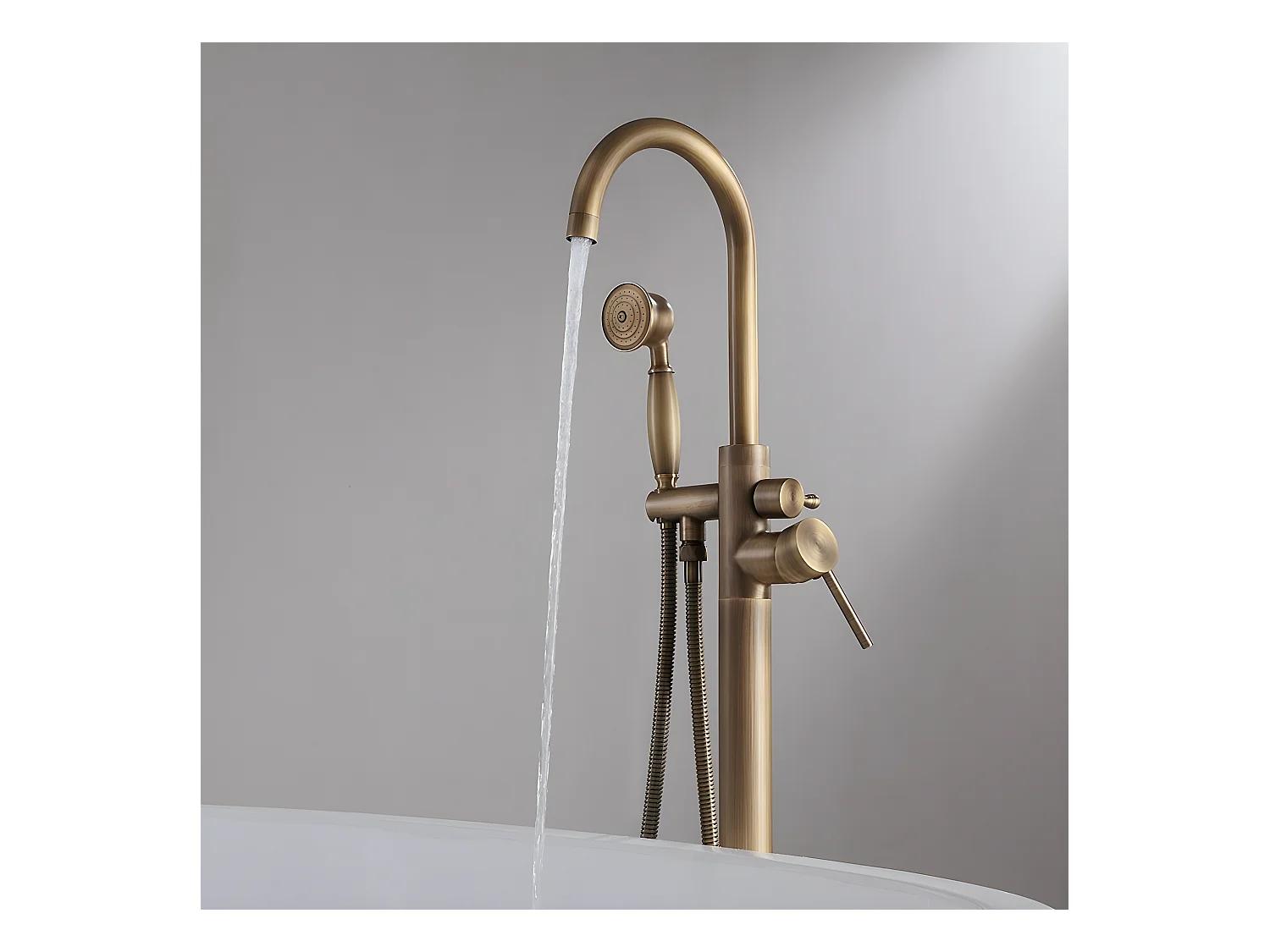 Robinet mitigeur bain-douche sur pied bronze - Corbeau